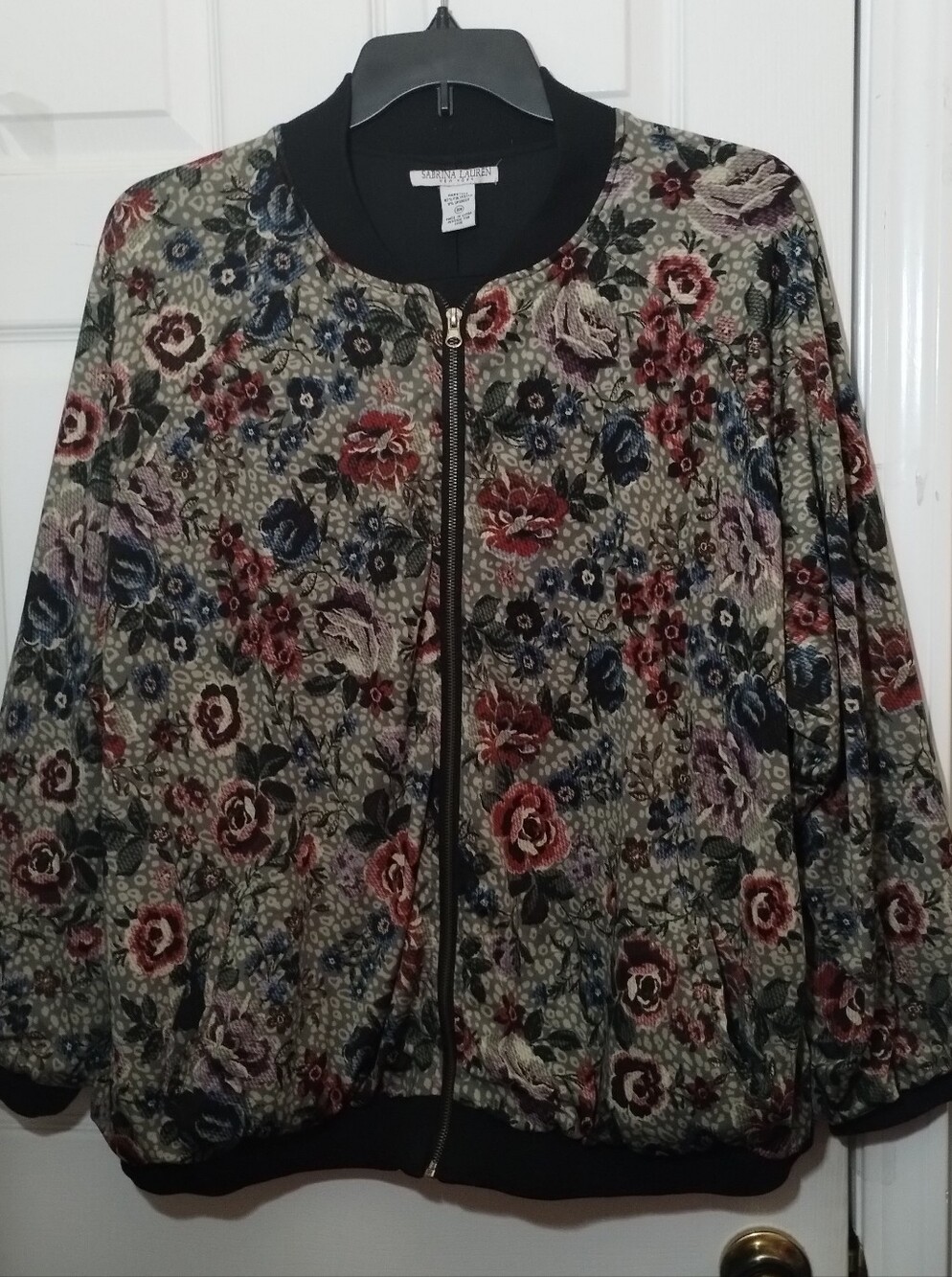 Plus Size Multi-Color Full Zip Floral Print Jacket